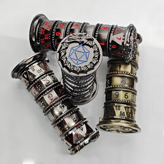 Dragonstone Keep Roulette Dice Spinner for DND Dice Set, 7-in-1 Dragon Metallic D&D Dice with Gift Case for Dungeons and Dragon Game, RPG Role Playing Table Game Gifts (Rainbow)