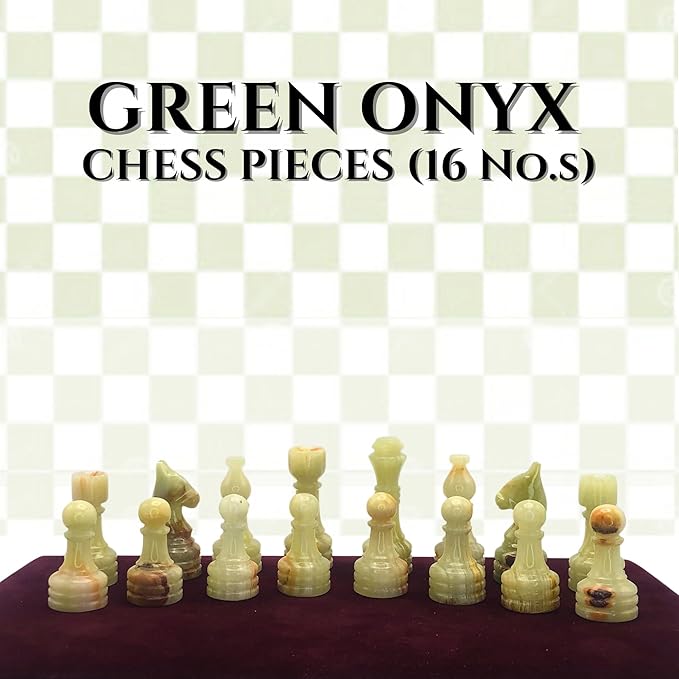 Handcrafted Premium Marble Chess Pieces Set – Elegant 32-Piece Replacement for 12-15 Inch Chess Boards Storage Box (Coral and Green)