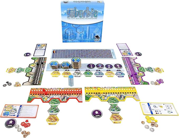 Suburbia, Thematic City Building Strategic Board Game, Tile Laying Board Game, Fun Game for Adults