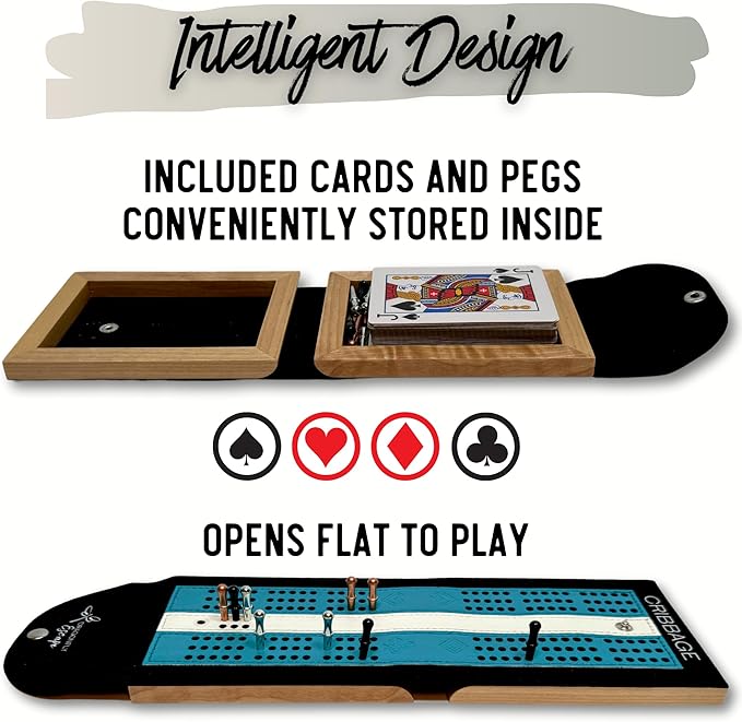 Folding Travel Cribbage Game | Lightweight Portable Cribbage Set (Wine & White)