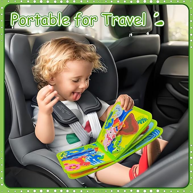 Busy Book for Kids, Dinosaur Busy Board Toys for Toddlers 1-3, Montessori Preschool Learning Book Toy for Kids