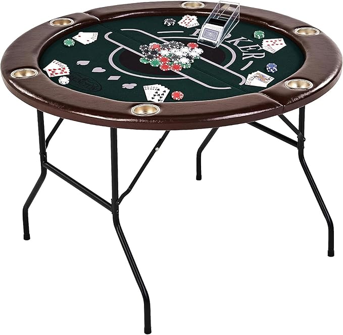 Barrington Poker Multiple Styles Folding Poker Table & Poker Table Top/Dining Table Collection, Durable Padded Rail Tables with Felt Playing Surface, Perfect for Texas Holdem Games