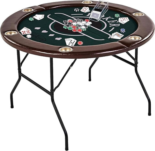 Barrington Poker Multiple Styles Folding Poker Table & Poker Table Top/Dining Table Collection, Durable Padded Rail Tables with Felt Playing Surface, Perfect for Texas Holdem Games