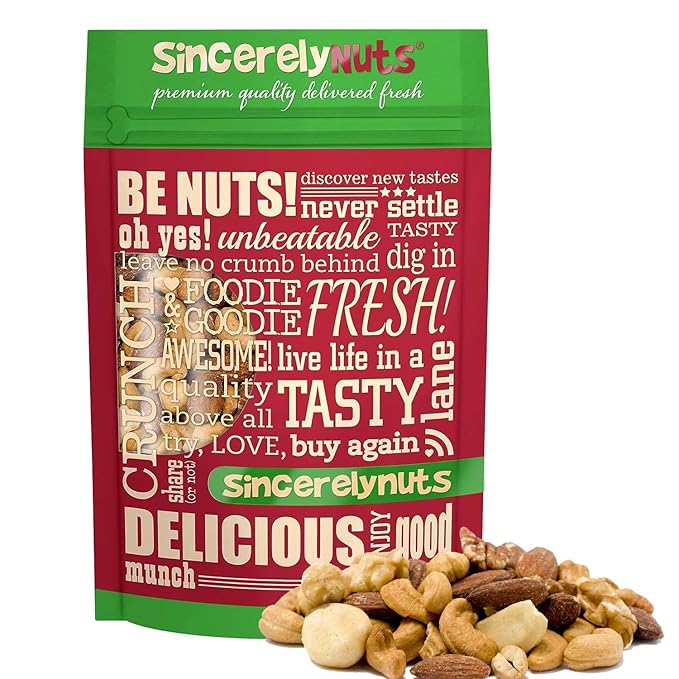 Sincerely Nuts Roasted & Salted Mixed Nuts | Almonds, Cashews, Pecans, Brazil Nuts and Hazelnuts | Healthy Snack - Nutrient Rich Alternative Treat | Vegan, Kosher & Gluten-Free | 1 lb bag