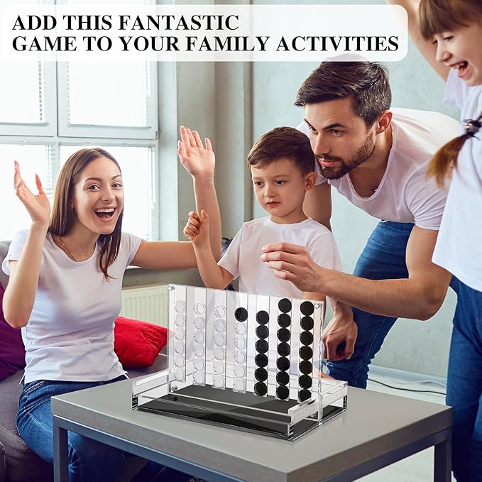 Set of 2 Acrylic Tic Tac Toe and 4 in a Row Classic Board Outdoor Games for Adults and Family Table Strategy Board Games for Living Room Table Guest Room Decor(Black and White)