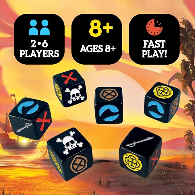 Booty Dice | Quick Pirate Dice Game | Great for Family Game Night | Perfect for Kids and Adults | Ages 8 and up