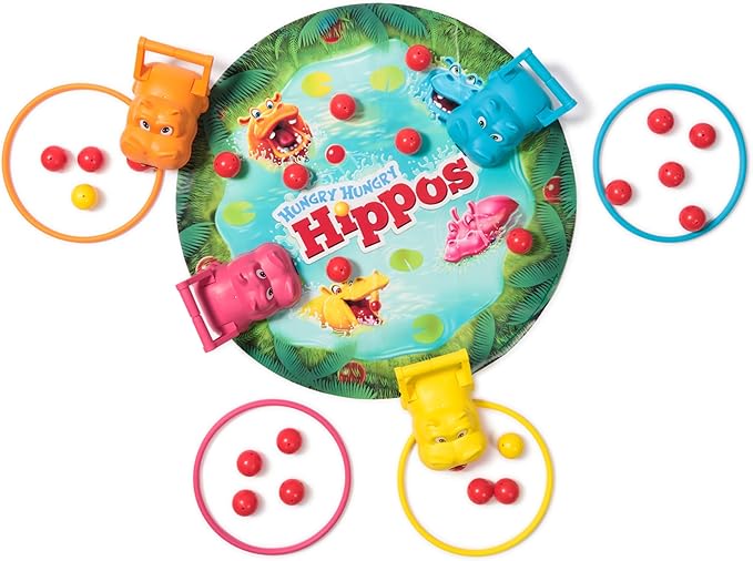 Spin Master Games, Hungry Hungry Hippos Giant Edition, Family Game for Indoor & Outdoor Fun with Oversized Board, Preschool Activity, Family & Kids, 2-4 Players, Ages 4 & Up