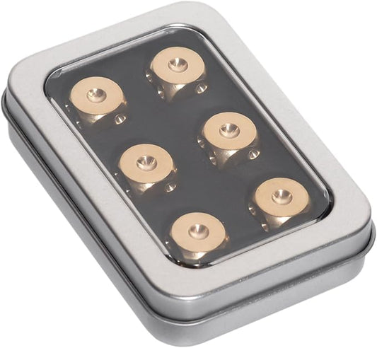 Metal Dice Set 6pcs, Solid Brass Dice with Gift Metal Case and Portable Bag, 6 Sided Metal Dice for Tables Board Game, Poker Party Role Playing Games