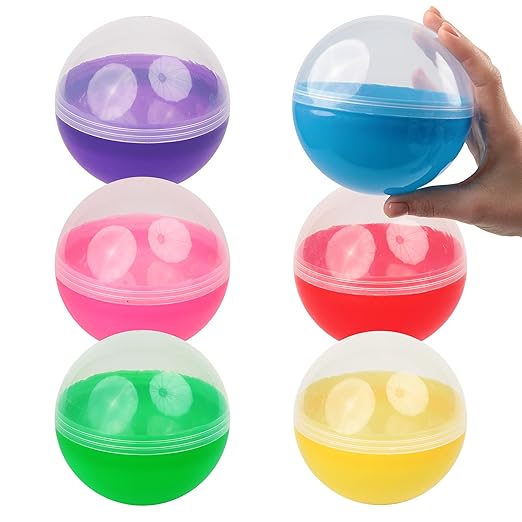 Capsule Vending Machine Translucent Round Capsules Empty 14 pcs 4.7 inch - Gumball Machine Capsules Easter Basket Stuffers Birthday Gifts - Pinata Stuffers DIY Craft Supplies Claw Machine Refills