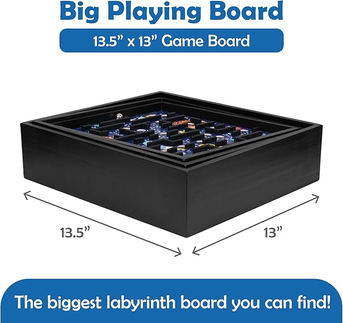 STERLING Games Wooden Labyrinth Space Shuttle Theme Tilt Maze Game with Marble Ball and 60 Waypoints for 6 Years Up, 13.5" x 13" Board