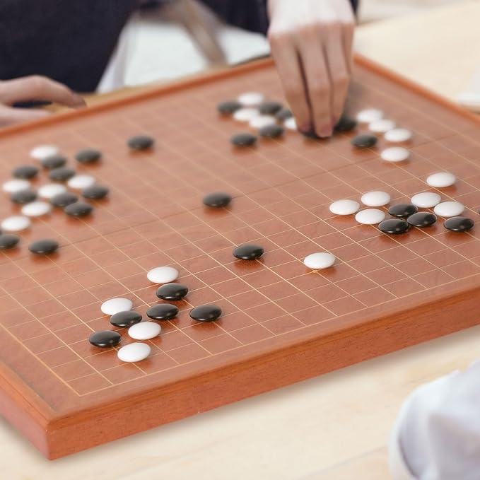 Yellow Mountain Imports Rosewood 1-Inch Folding Go Game Set Board with Double Convex Melamine Stones - Classic Strategy Board Game (Baduk/Weiqi)