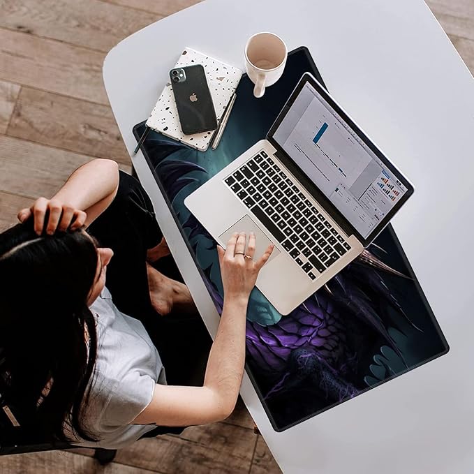 Card Playmat 24" x 14" Game Mats for TCG/MTG Cards, Trading Card Game Stitched Play Mat Original Duel Mat Gaming Competition Pad Board Games Card Binder Tabletop Mat, Dragon Mana