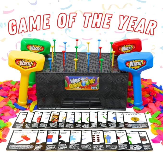 Wack A Balloon Party Edition | New & Improved Strategy Game | Bigger, Louder & More Exciting | Perfect for Parties & Game Night | Fun for Kids & Adults | Play Solo or with Friends | Ages 4+