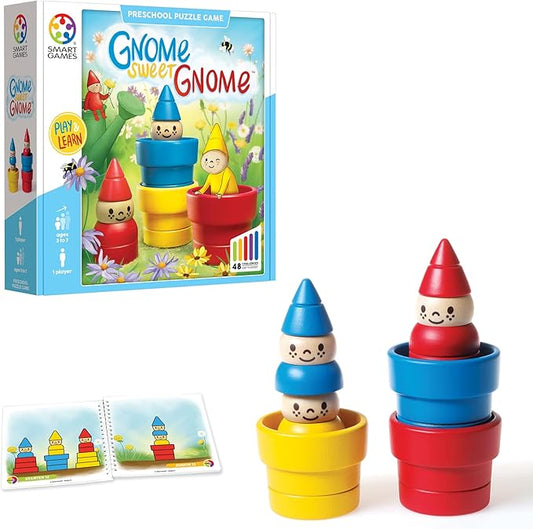 SmartGames Gnome Sweet Gnome Wooden Deduction Game for Ages 3-7 with 48 Challenges