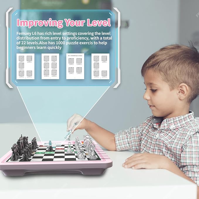 Electronic Chess Set, Computer Chess Game, Chess Set Board Game, Electronic Chess Game, LEDs, Built-in Battery, Great Partner for Play and Practice