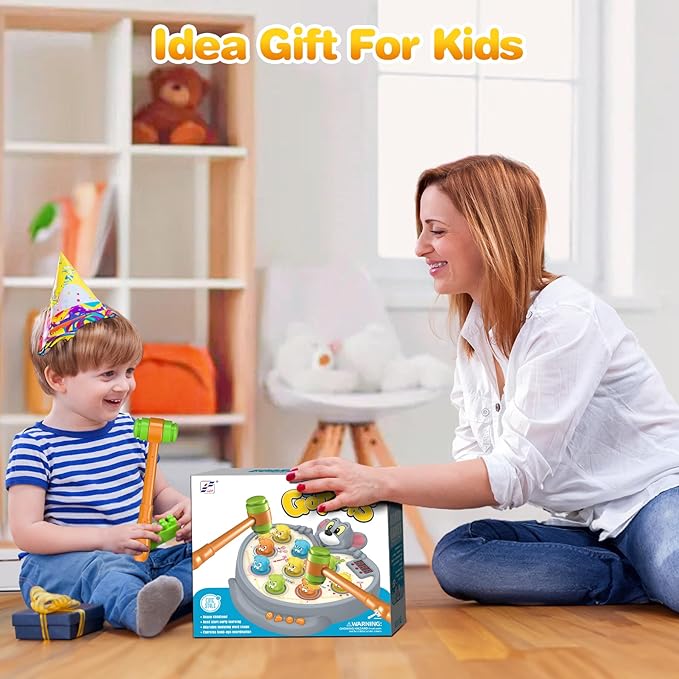 Toys for Ages 2-4,2 Year old Boy Birthday Gift,with Spray 2 Hammers,5 Game Modes,9 Music & Light Interactive Educational Early Learning Toddlers Toys,Birthday Gifts for 2 3 4 Year Old Boy Toys
