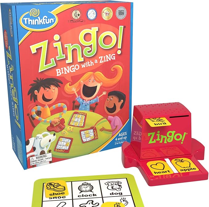 ThinkFun Zingo Bingo Award Winning Preschool Game for Pre-Readers and Early Readers Age 4 and Up - One of the Most Popular Board Games for Boys and Girls and their Parents (97700)