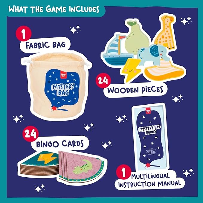 Nene Toys Touch and Match Bingo Game - Educational Sensory Toy for Kids Aged 3+ | Board Game with 24 Wooden Shapes & Puzzle Cards for Family Fun | Develops Fine Motor Skills & Tactile Awareness