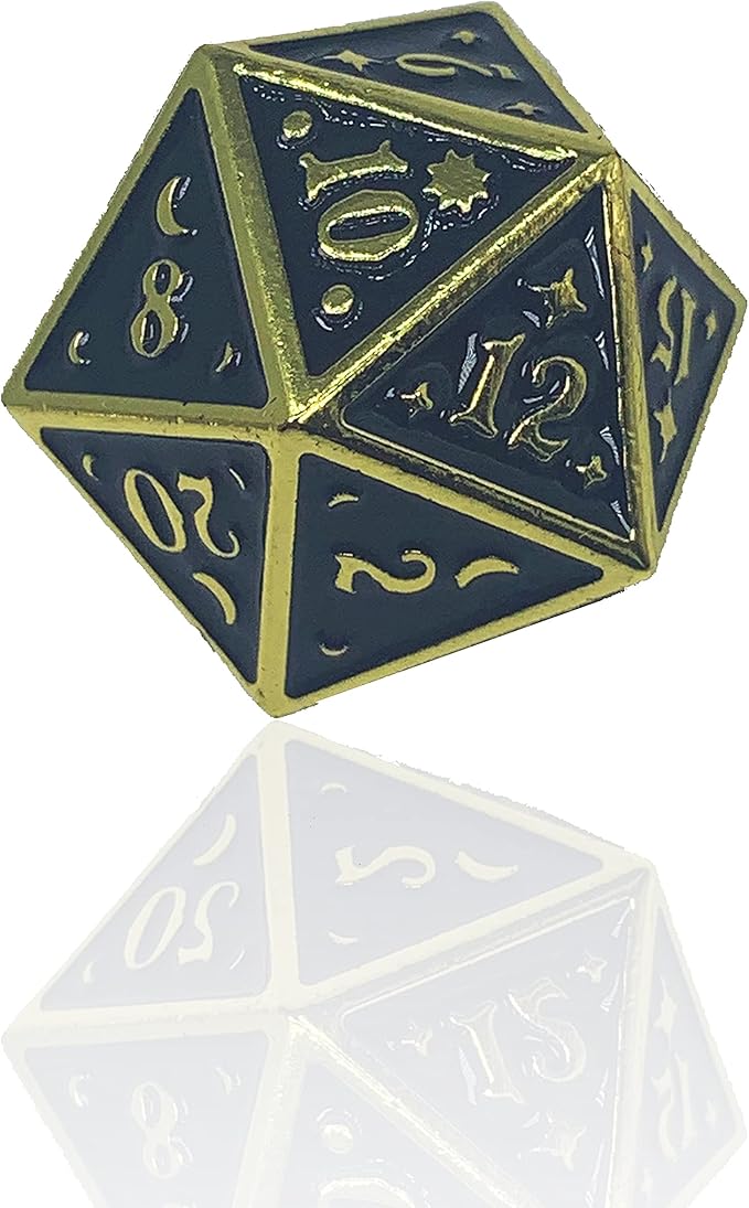 Metal Dice Set Collection for DND and All TRPG Games (Nightwatch, Gold D20)