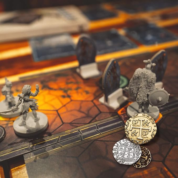 Large Pirate Coins - 36 Bronze, Silver & Gold Treasure Coin Set - Metal Replica Spanish Doubloons for Board Games, Tokens, Cosplay, Realistic Money Imitation, Pirate Treasure Chest - M, L, XL Sizes