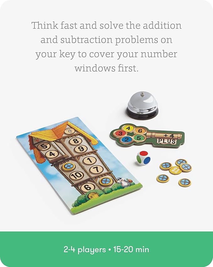 SimplyFun Math Room - Educational Game for Quick Thinking & Fun - Fast Solving Addition & Subtraction for Kids Ages 5 & Up - 2 to 4 Players