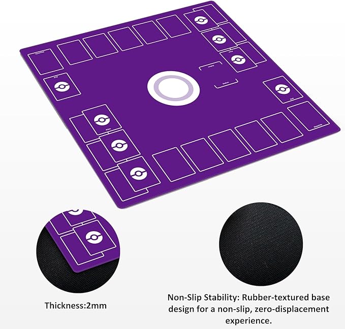 Playmat for Trading Card Game – 2-Player Trainer Mat with Damage Counters and Professional Storage Bag (Purple, Large)