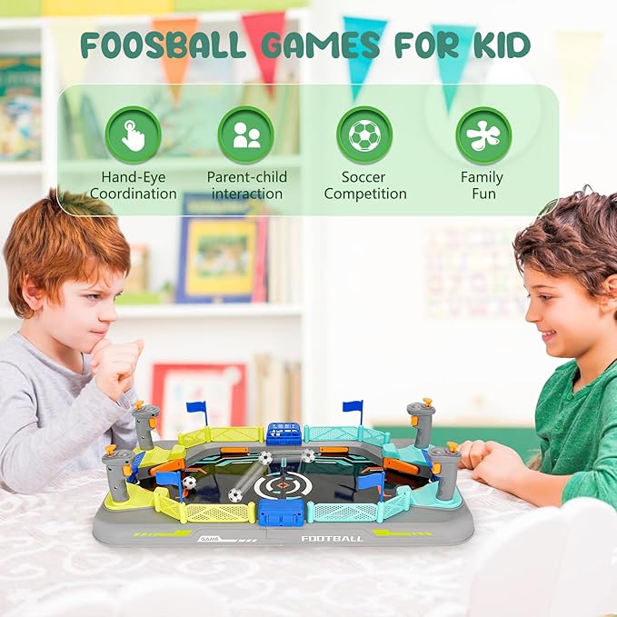 Mini Foosball Games for Kid Age 3-5 6-8, Soccer Board Games, Soccer Toys Indoor Game Room Birthday Party Gifts for 3 4 5 6 7 8 9 10 11 12 Years Old Boys Girls