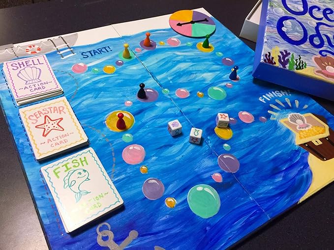 Create Your Own Board Game Set – DIY Kit with Blank Game Board, Game Pieces, Blank Cards, Dice, Spinner – Build Your Own Game for Family Board Games