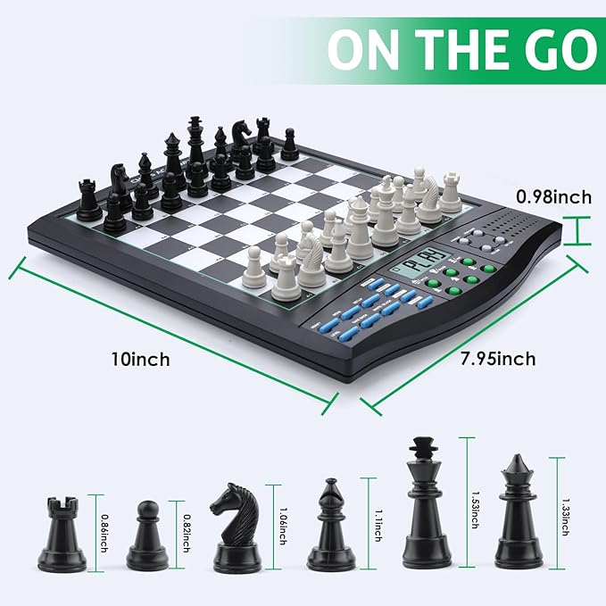 Talking Chess Academy Electronic Chess Board, Smart Chess Board with Voice Teaching System, Computer Chess Game with Strong Magnetic Pieces, 1-2 Player, Electronic Chess Set - Simple Portable Travel