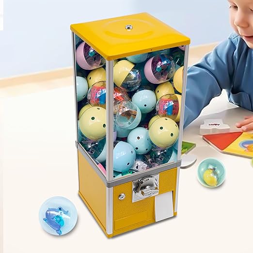 Vending Machine, Candy Vending Machine for Game Stores And Retail Stores, Capsule Vending Machine Commercial Vending Machine for 1.1.06-1.77 In of Capsule Toys or Candies 10.24*10.24*25.2 in (Yellow)