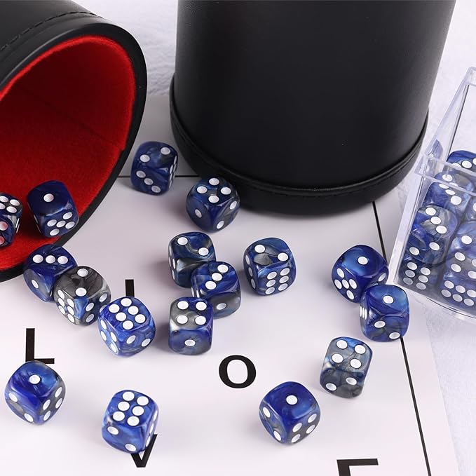 36 Pieces 12mm 6 Sided Mini Dice Set,Two Colours D6 Game Dice Set,6 Sided Standard Game Dice for Board Games Dice Games Classroom Teaching Dices Game, with Portable Gaming Box(Dark Blue&Black)