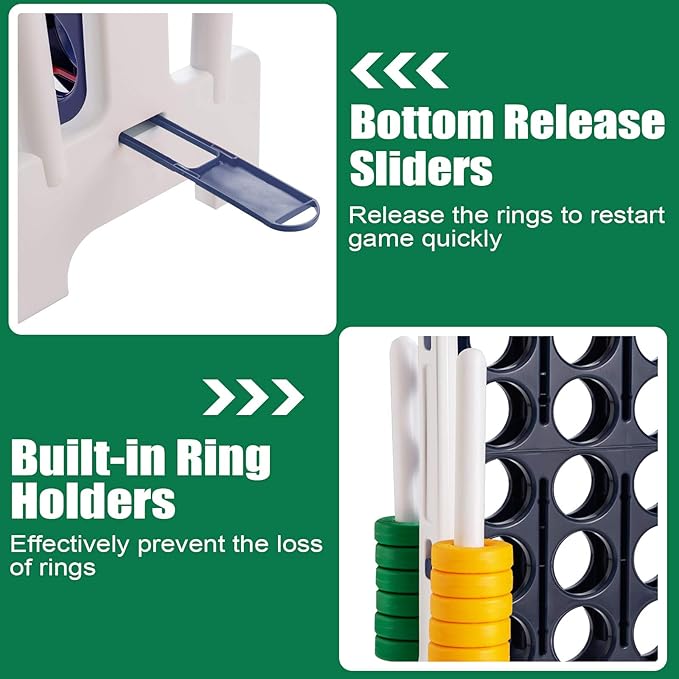 Costzon Giant 4-in-A-Row, Jumbo 4-to-Score Giant Game Set for Kids & Adults, Indoor Outdoor Yard Connect Game, 3.5FT Tall with 42 Jumbo Rings & Quick-Release Slider, Perfect for Family & Party Games