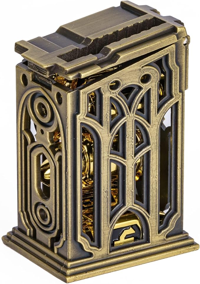 UDIXI Metal DND Dice Set with Unique Container, 7-Die Bullet RPG Dice Set for D&D, Role Playing Game or Other Tabletop Games（Golden Black）