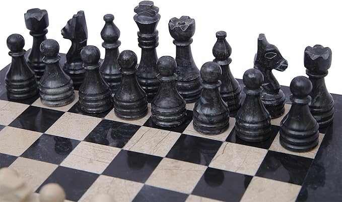 Handmade Marble Chess Set - Black & Verona (12 x 12 Inches) - Chess Sets for Adults - Premium Quality Chess Boards - Fancy Chess Boards