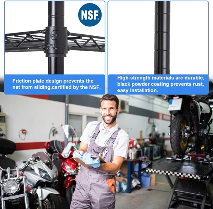 Wire Shelving Unit Commercial Metal Shelf Adjustable Layer Rack Strong Steel for Restaurant Garage Pantry Kitchen Garage (36×14×72, Black)