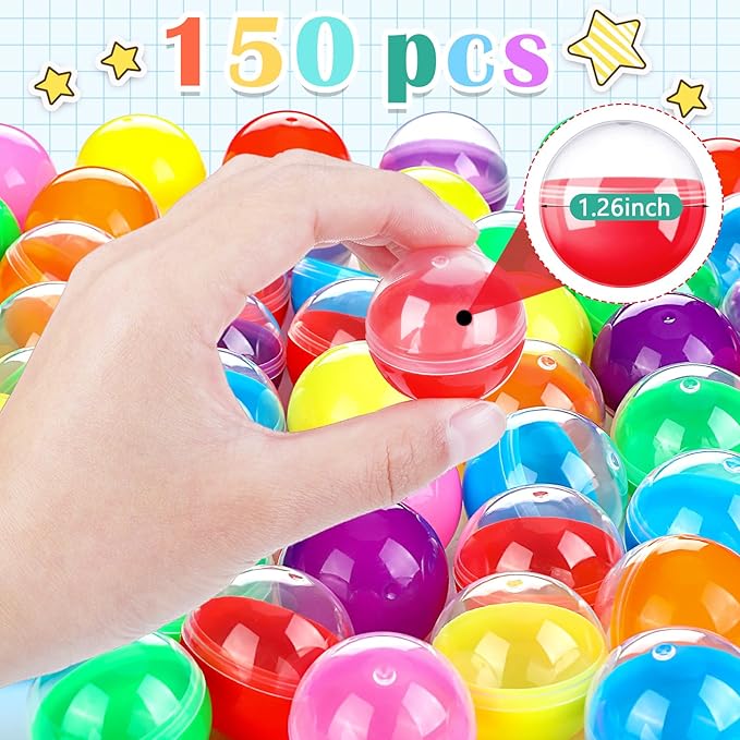 Sosation 150 Pcs 1. 26 Inch Gumball Vending Machine Capsules Empty Round Capsules Plastic Containers Toy for Prizes Gift Party Favors