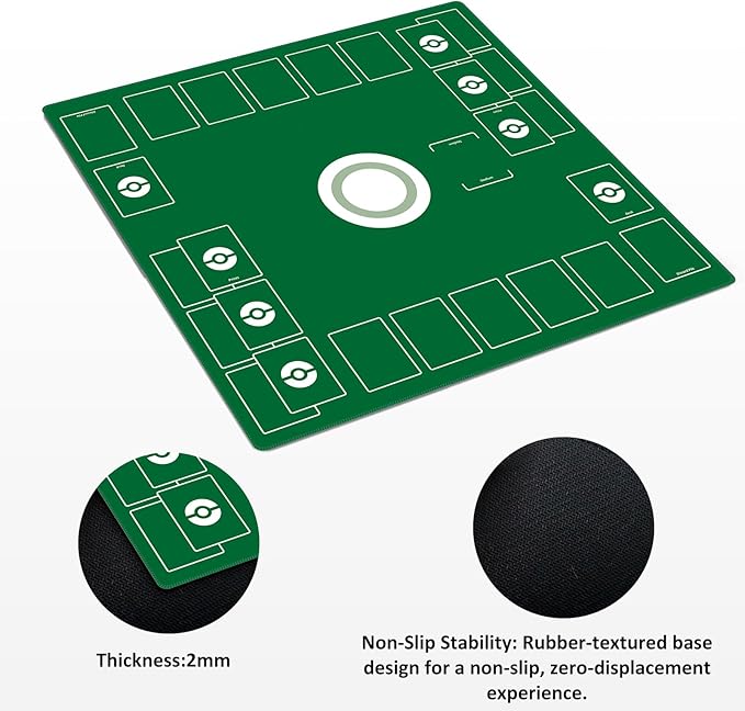 Playmat for Trading Card Game – 2-Player Trainer Mat with Damage Counters and Professional Storage Bag (Green, Large)