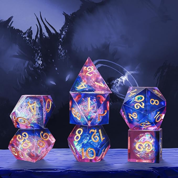 OriCraft Pink Magic Dice DND Set Dungeons and Dragons Polyhedral Role Playing Gaming Dices Crystal D20 Magical World Energy Stone Halloween Dices Sharp Corners