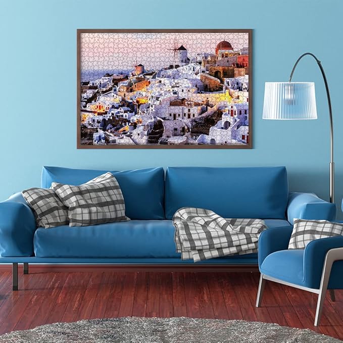 MaxRenard Game Jigsaw Puzzle 1000 Pieces for Adult Landscape Santorini Pieces Fit Together Perfectly Challenge Family Toy