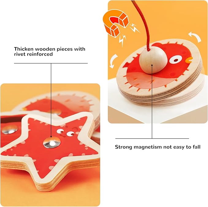 TOI Magnetic Go Fishing Game Set for Toddlers Aged 2 and Up, Montessori Color&Shape Sorting Learning Matching Toy for Kids, Educational Game for Boys and Girls, 1-4 Players