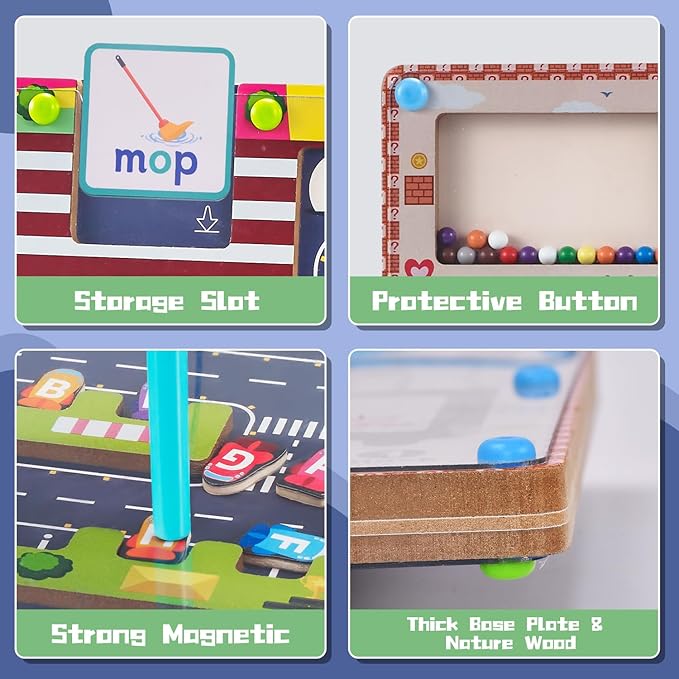 Double Side Alphabet Magnet Maze Toys, Alphabet & Number Puzzle Toddler Toys for Ages3-6 for Boys and Girls