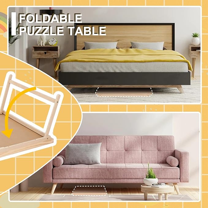 Yacona Puzzle Board 1500 Pieces,34.3”x 26.5” Jigsaw Puzzle Table with 4 Drawers and Cover,Portable Board GameTable with Folding Legs for Adults and Teens