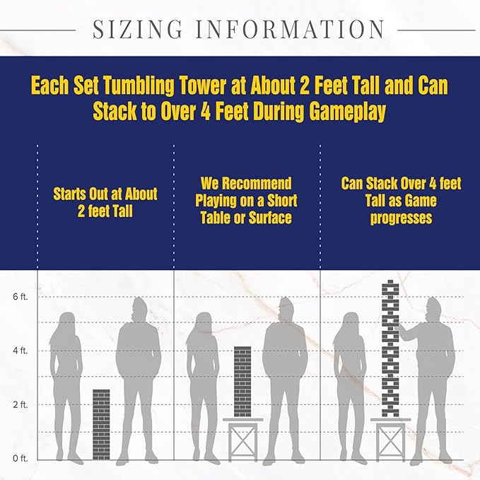 Large Tumble Tower Game, Giant 54 Wooden Blocks Lawn Yard Games with Carry Bag Outdoor Timber Stacking Game for Halloween Christmas Festival Toy Gift for Kids Adults Family (Over 4 Ft)