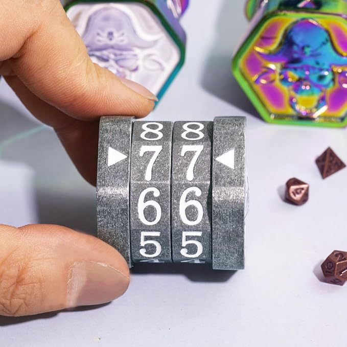 MTG Life Counter Wheel Metal Life Counter MTG Tracker, Mini Dice Set, Gift Box Packaging for Cards, MTGs Compatible Board Games, DND Game Accessories (Nickel_White)