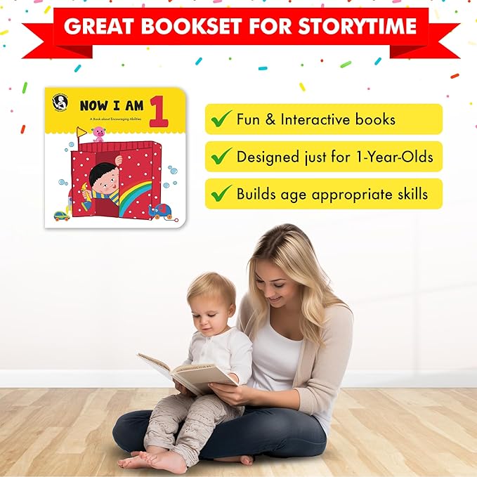 Madame Curie’s My 1 Year Old Library Set of 5 | Baby Toys, for Ages 12-18-24 Months | Best Toddler Board Books | Birthday Gift Ideas for Newborn Girl & Boy, Infant Toys