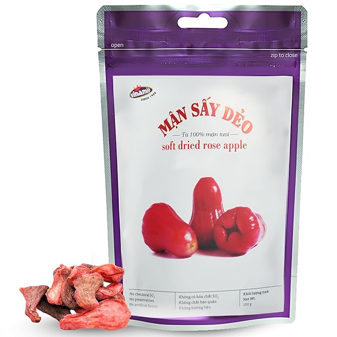 Vinamit Soft Dried Rose-Apple | Dried Prunes 3.5 oz Bag | Tropical Fruit Snack | Vegan, Gluten-Free | High in Fiber, No GMO, Ideal for Healthy Snacking