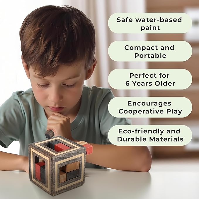 Sharp Brain Zone Wooden Brain Teaser Puzzles for Adults & Kids (Magic Box)