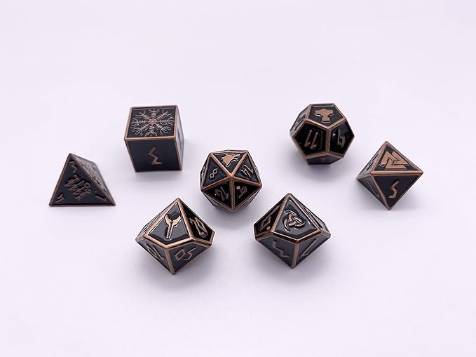 Norse Foundry Set of 7 Rust Monster Norse Series Full Metal Polyhedral Dice RPG Math Games DND Pathfinder