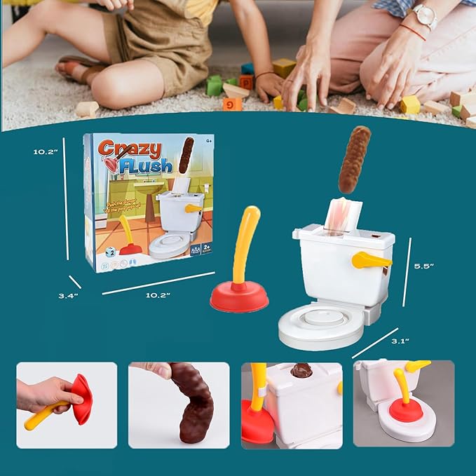 Toilet Flush Game for Kids Funny Toliet Crazy Shoot Toy for 2-5 Players Creative Gags &Joke Toys for White Elephant Gift April Fool's Day
