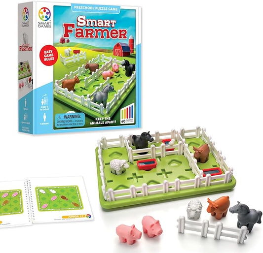 SmartGames Smart Farmer Board Game, a Fun, STEM Focused Cognitive Skill-Building Brain Game and Puzzle Game for Ages 4 and Up